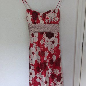 Red floral dress